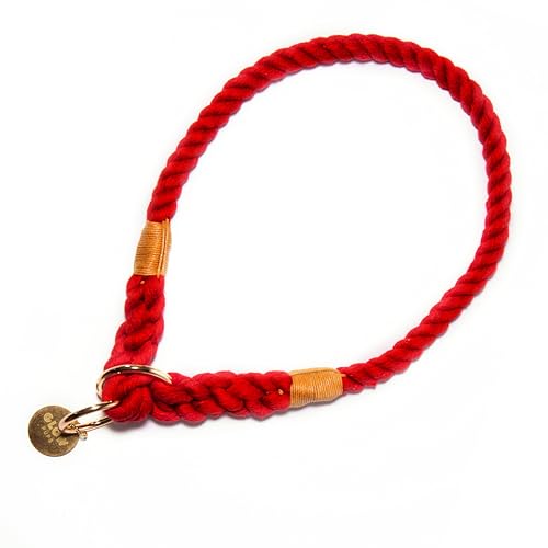 Glow Pups Hundehalsband aus Seil, stilvolles Ombré-Schlupfhalsband für Hunde, langlebig & verstellbar, handgefertigt für mittelgroße und große Rassen, pflegeleicht - Rot (groß) von Glow Pups