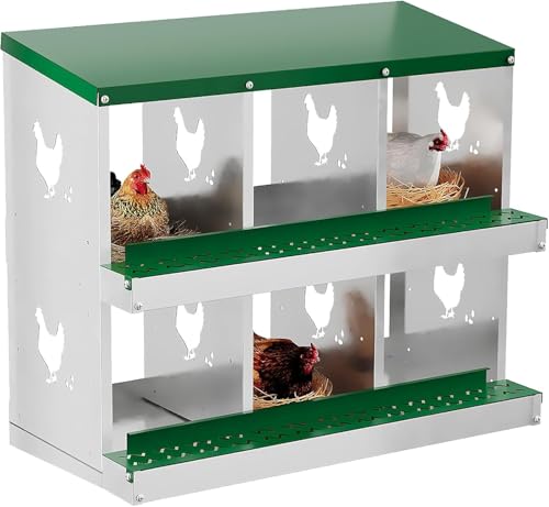Hühner-Nistkasten mit 6 Löchern, verzinkter Stahl, ausrollbare Eiersammlung mit belüftetem Design, rostfreie Legekisten für Hühner, Geflügelstallzubehör für Eierschichten, Wandhalterung, Grün Hühner-Nistkasten mit 6 Löchern, verzinkter Stahl, ausrollbare Eiersammlung mit belüftetem Design, rostfreie Legekisten für Hühner, Geflügelstallzubehör für Eierschichten, Wandhalterung, Grün von GlowSol
