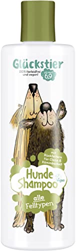 Glückstier Hundeshampoo, 250 ml, rückfettendes Shampoo für alle Hunderassen, für glänzendes Fell & bessere Kämmbarkeit, angepasster pH-Wert, 100 % vegan & tierleidfrei von Glückstier