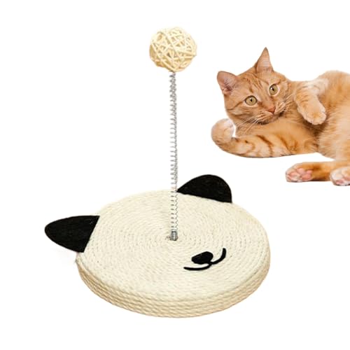 Cat Bratching Board, Natural Sisal Cat Scratch Pad – Sisal Stick Interactive Cat Head Shape Ball – Schutz für Möbel zu Hause, geistiges Übungsspielzeug mit integrierter Glocke zum Mahlen von Glugahrif