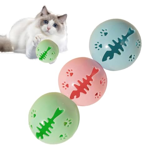 Cat Treat Ball, Katzenbälle mit Glocken im Inneren, Kätzchenspielzeug mit Catnip und leicht, 3-teilig, Katzen-Bell, abnehmbares Tierzubehör zum Spielen, Jagen, für drinnen, Thanksgiving, Weihnachten von Glugahrif