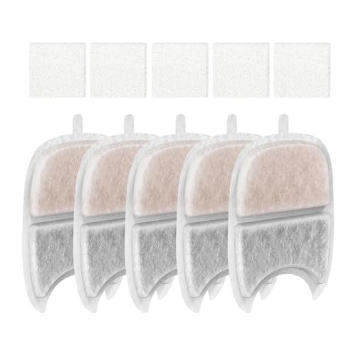 Ersatzfilter Für Tierbrunnen - 5X Nachfüllfilter Mit Schwämmen Für Trinkwasserspender - Dreifach-Filtration Zur Geruchsneutralisation Und Schmutzfilterung Ersatzfilter Für Tierbrunnen - 5X Nachfüllfilter Mit Schwämmen Für Trinkwasserspender - Dreifach-Filtration Zur Geruchsneutralisation Und Schmutzfilterung von Glugahrif