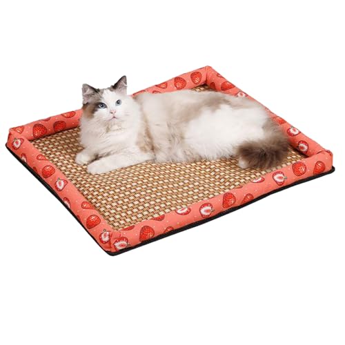 Glugahrif Haustier Kühlmatte - Hunde Kühlmatte,Hitzebeständiges Waschbares Rattan Hundebett 50x40 cm Für Transportbox Camping Reisen von Glugahrif