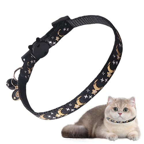 Katzenhalsband, Katzenhalsband, Mond und Stern, Haustierbedarf, Stern- und Mond-Design, Sicherheitshalsband für Haustiere, verstellbar, Glocke, Halsbänder Katzenhalsband, Katzenhalsband, Mond und Stern, Haustierbedarf, Stern- und Mond-Design, Sicherheitshalsband für Haustiere, verstellbar, Glocke, Halsbänder von Glugahrif