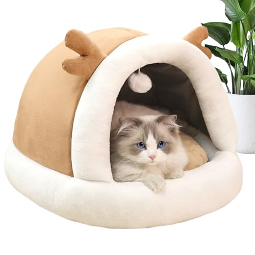 Katzenhöhle – Kuschelhöhle für Katzen, rutschfest, für Welpen, kleine Hunde, beruhigender Schlaf, Winter, Herbst, Innenbereich, Außenbereich, Schlafzimmer, Wohnzimmer, Balkon von Glugahrif