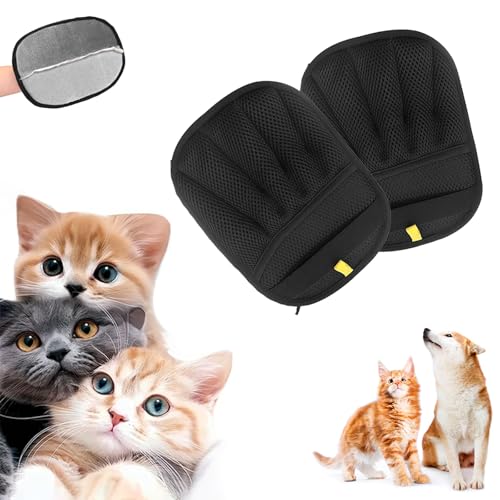 Glvomazty 2 Stück Tierhaarentferner Handschuh | 2025 Upgrade Fellmagnet Handschuhe Doppelseitig für Hunde & Katzen | Fell Magnet Handschuh | Wiederverwendbarer Staubmagnet für Sofas & Kleidung von Glvomazty
