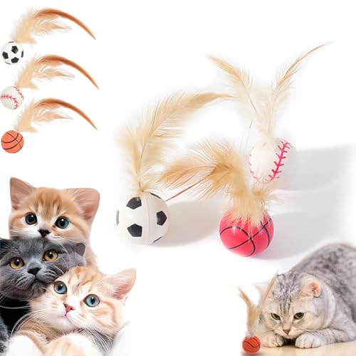 Glvomazty 3er Set hüpfender Katzen - Bälle mit Feder Katzen-Spielzeug - Bälle – interaktives Jagdspielzeug für Katzen, ideal zum Spielen Drinnen und Draußen Glvomazty 3er Set hüpfender Katzen - Bälle mit Feder Katzen-Spielzeug - Bälle – interaktives Jagdspielzeug für Katzen, ideal zum Spielen Drinnen und Draußen von Glvomazty
