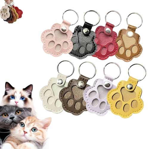 Glvomazty Leder Katze Pfote Keychain,Schlüsselanhänger für Tierhaare Tragbare Pet Haar Memorial Andenken Keychain Schlüsselring Für Haustier Gedenk 8 Pcs von Glvomazty