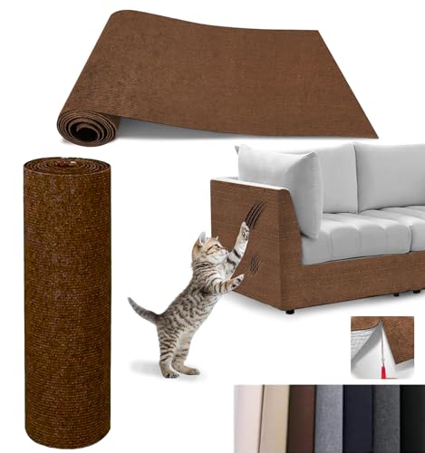 Glvomazty Selbstklebend Kratzmatte, Kratzschutz Sofa, Katzenkratzmatte, kratzschutz Sofa Katze - DIY - Kratzbretter Katze kratzwand für Katzen Möbel Kratzteppich Couch - 40 x 200cm Braun von Glvomazty