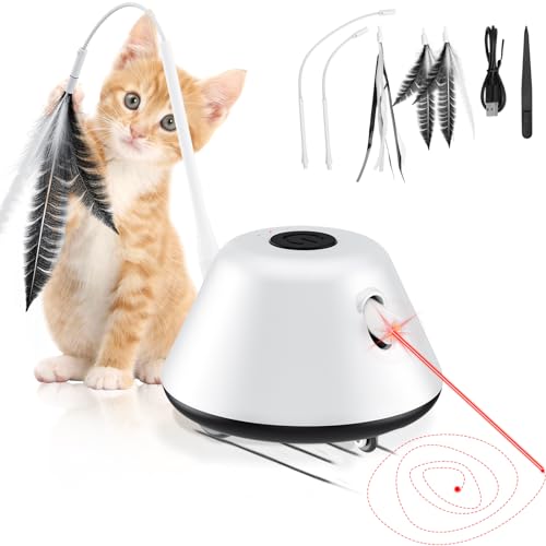 Gmiigu katzenspielzeug selbstbeschäftigung interaktives elektrisch mit Federn, intelligenzspielzeug Beweglich für Erwachsene Katzen, Kitten, wiederaufladbar, LED-Lichtpunkt, DREI Modi (Schwarz) von Gmiigu
