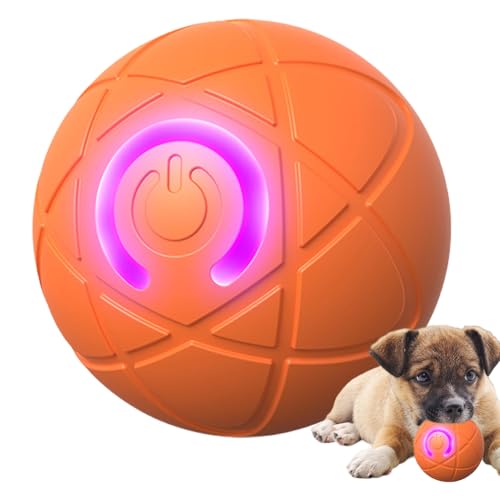 Gmokluytw Hundespielzeugball – Haustier Spielball | Katzenball Mit Licht |Interaktiver Selbstspielender Hundeball Mit USB-Ladung, Für Hunde & Katzen, Kauball, Leuchtspielzeug, Bewegungsspiel von Gmokluytw