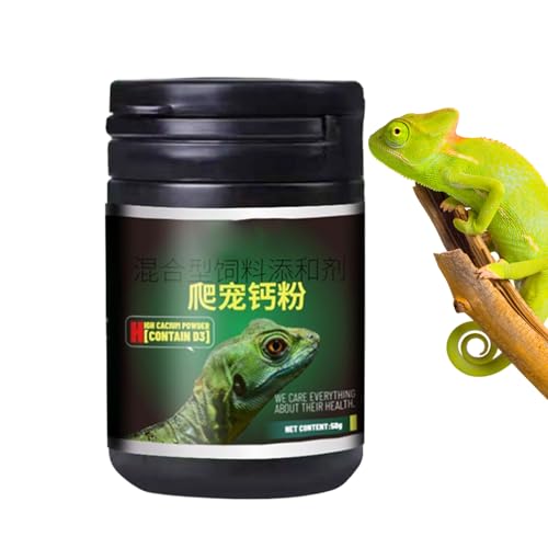 Gmokluytw Kalziumpulver für Reptilien, Nahrungsergänzung Für Echsen Wie, Bartagame Und Gecko, Multifunktionales Reptilienkalziumpulver Mit Messlöffel Für Schildkröten Und Andere Reptilien von Gmokluytw