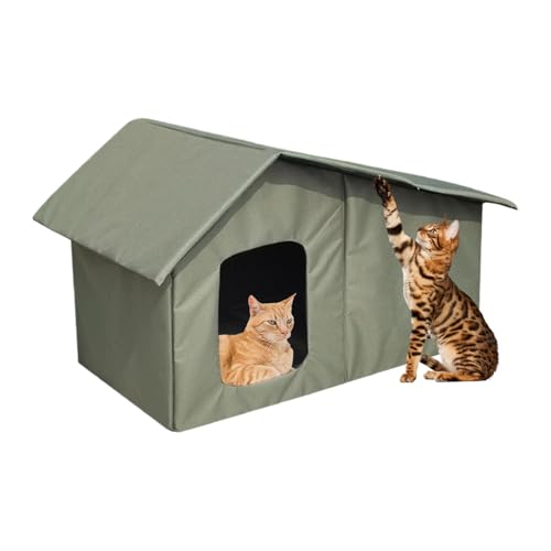 Gmokluytw Katzenhäuser für Katzen im Freien, Tierheim für Wildkatzen - Wetterfeste warme Haustierhöhle für den Winter | wasserdichte Kätzchenhöhle, abnehmbares Dach, isolierte Hundehütte für Gmokluytw Katzenhäuser für Katzen im Freien, Tierheim für Wildkatzen - Wetterfeste warme Haustierhöhle für den Winter | wasserdichte Kätzchenhöhle, abnehmbares Dach, isolierte Hundehütte für von Gmokluytw