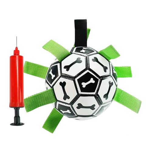 Pet Football Toy | Outdoor Interactive Chew Ball | Langlebiger Hund Spielzeug mit Seil- und Luftpumpe | Ideal für aktives Spiel, und Training | Enthält zufällige Farbpumpe, verpackt in Opp -Bag von Gmokluytw