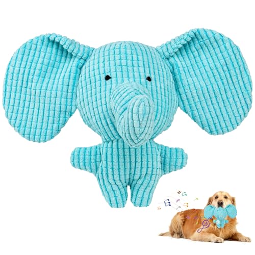 GmwyCzV Hundespielzeug,Hund Quietschspielzeug mit Geräuschen,Welpenspielzeug Weiches für Kleine Hunde,Quietschendes Spielzeug Hunde mit Knitterpapier,Kauspielzeug für Hunde (Elefant Blau) von GmwyCzV