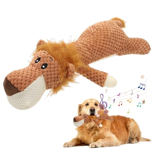 GmwyCzV Hundespielzeug,Plüsch Hundespielzeug mit Quietscher,uietschende welpenspielzeug,Plüsch Löwe Kauspielzeug Unzerstörbar,Weiches Hunde Kuscheltier für Kleine und Mittelgroße Hunde,32 cm von GmwyCzV