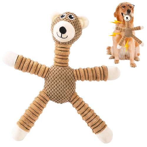 GmwyCzV Hundespielzeug Quietschend, Hundespielzeug Unzerstörbar für Gegen Langeweile, Baumwollseil Interaktives Spielzeug für Welpen, Welpenspielzeug für Kleine und Mittelgroße Hunde (Bär, Braun) von GmwyCzV