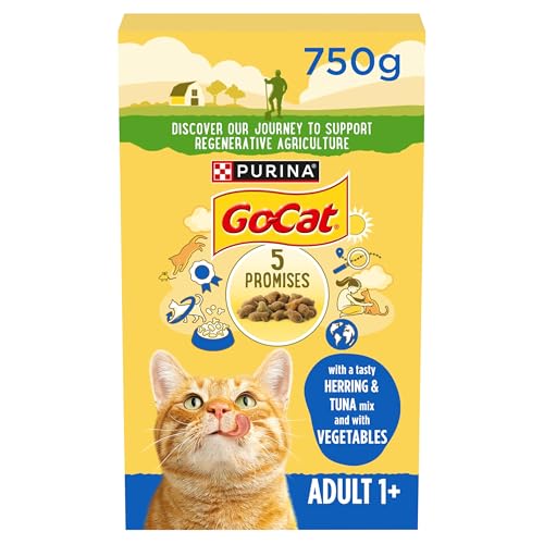 Go Cat Tuna, Herring & Veg Dry Cat Food, 750 g (5er Pack), Gelb von Go-Cat