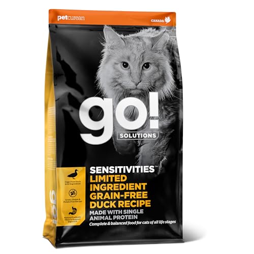 Go! Solutions Sensitivities – Getreidefreie Rezeptur mit wenigen Zutaten, Ente für Katzen, 7,3-kg-Beutel von Go! Solutions