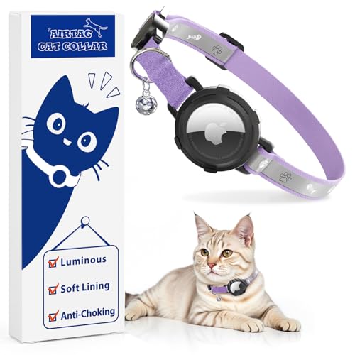 AirTag Katzenhalsband, nicht abreißbar, reflektierendes GPS-Katzenhalsband, verstellbar mit Glocke und Sicherheits-Gummiband für Kätzchen, leichtes Airtag-Halsband für Mädchen, Jungen, Katzen (lila, AirTag Katzenhalsband, nicht abreißbar, reflektierendes GPS-Katzenhalsband, verstellbar mit Glocke und Sicherheits-Gummiband für Kätzchen, leichtes Airtag-Halsband für Mädchen, Jungen, Katzen (lila, von GoGoPaw