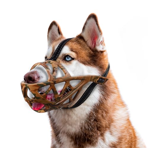 GoGoPaw Hundemaulkorb, weicher Silikon-Maulkorb für Hunde, stabil, leicht, für große, mittelgroße und kleine Hunde, Anti-Beiß-Kauen, atmungsaktiver Käfigmaulkorb zum Trinken (Braun, S) von GoGoPaw