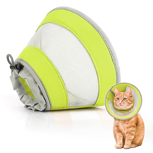 GoGoPaw Katzenkegel, atmungsaktives Katzenkegelhalsband, weich, verstellbar, Katzenkegel, um Lecken zu stoppen, wasserabweisender Halskegel für Katzen mit Luftnetz, schützendes Katzenhalsband für von GoGoPaw