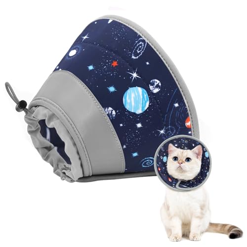 GoGoPaw Katzenkegelhalsband, weich, um das Lecken zu stoppen, verstellbar, faltbar, leicht, Kätzchenzapfen nach Operationen, Genesung für Katzen und Kätzchen, Katzenkegel-Alternative (Stern, M) von GoGoPaw