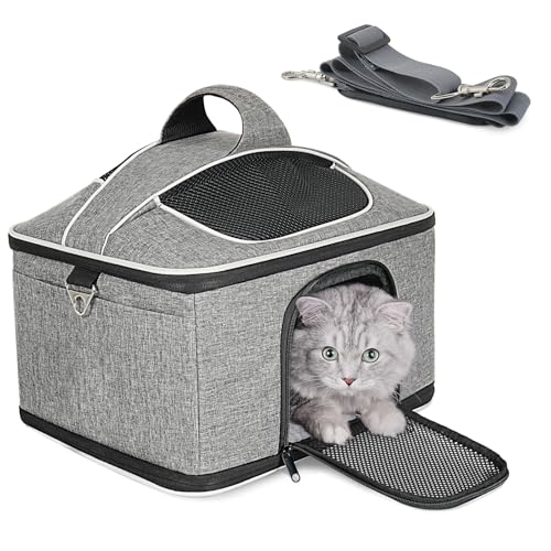 GoGoPaw Katzentragetasche, von Fluggesellschaften zugelassen für Katzen, weiche Seiten, weich, zusammenklappbar, für kleine, mittelgroße Katzen, kleine Hunde, Welpen unter 9 kg (38,9 x 31 x 29 cm) von GoGoPaw