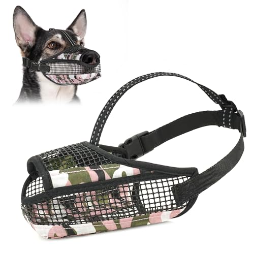 Hundemaulkorb für große, mittelgroße und kleine Hunde, weicher Netzmaulkorb für Hunde mit reflektierendem verstellbarem Riemen, verhindert Beißen, Kauen und Lecken, offene Hundenase für weniger Hundemaulkorb für große, mittelgroße und kleine Hunde, weicher Netzmaulkorb für Hunde mit reflektierendem verstellbarem Riemen, verhindert Beißen, Kauen und Lecken, offene Hundenase für weniger von GoGoPaw