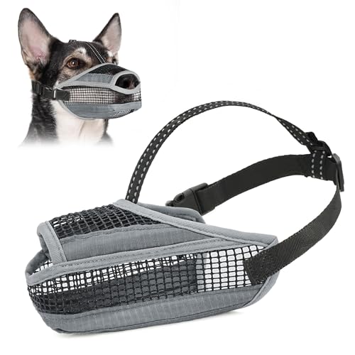 Hundemaulkorb für große, mittelgroße und kleine Hunde, weicher Netzmaulkorb für Hunde mit reflektierendem verstellbarem Riemen, verhindert Beißen, Kauen und Lecken, offene Hundenase für weniger Hundemaulkorb für große, mittelgroße und kleine Hunde, weicher Netzmaulkorb für Hunde mit reflektierendem verstellbarem Riemen, verhindert Beißen, Kauen und Lecken, offene Hundenase für weniger von GoGoPaw