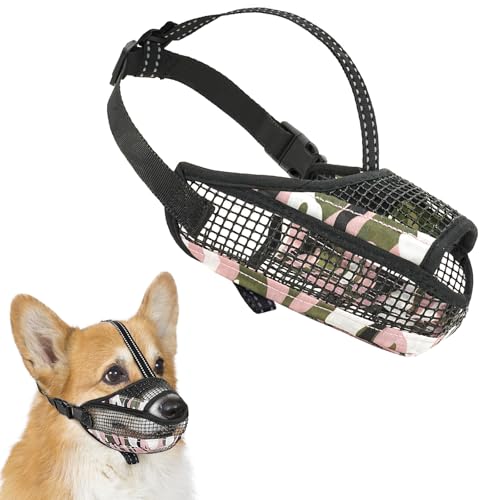 Maulkorb aus weichem Netzstoff mit reflektierendem Gurt – leichter Maulkorb für Hunde, um Beißen, Kauen und Lecken zu verhindern, Design mit offener Nase reduziert Reibung und erhöht den Komfort (Rosa von GoGoPaw