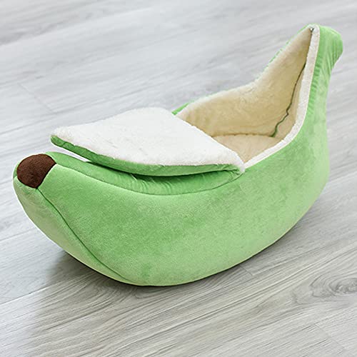 GoMDSA Niedliches Bananen-Katzenbett aus Plüsch, Schlafmatte, Haustierbedarf, weiches warmes Bett für Hunde, Katzen, kleine Haustiere mit einem Gewicht von bis zu 0,8 kg (grün) von GoMDSA