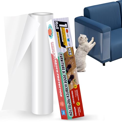 Katzenkratz-Möbelschutz – Dickes Vinyl, einseitig, klebrig, Couchschutz vor Katzenkrallen, Kunststoffabdeckung, selbstklebend, transparent, Anti-Kratzabschreckung für Möbel, Türen, Wände Katzenkratz-Möbelschutz – Dickes Vinyl, einseitig, klebrig, Couchschutz vor Katzenkrallen, Kunststoffabdeckung, selbstklebend, transparent, Anti-Kratzabschreckung für Möbel, Türen, Wände von GoTravel2
