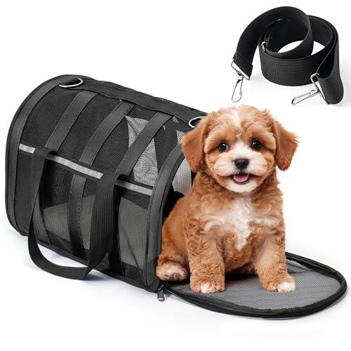 GoaePode Faltbare Haustier-Tragetasche, tragbare Katzen-Reisetasche mit Tasche, weiches 4-seitiges Netzgewebe mit Griffen, Schultergurt und abnehmbarer Matte, von Fluggesellschaften zugelassene GoaePode Faltbare Haustier-Tragetasche, tragbare Katzen-Reisetasche mit Tasche, weiches 4-seitiges Netzgewebe mit Griffen, Schultergurt und abnehmbarer Matte, von Fluggesellschaften zugelassene von GoaePode