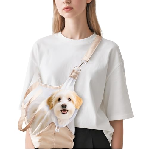 GoaePode Hundetragetasche, tragbare Handtasche, atmungsaktiv, freihändig, Rucksack, verstellbarer Riemen, Schulter- und Crossbody-Tragetasche mit hartem Boden, für Haustiere, Katzen, Outdoor, Reisen von GoaePode