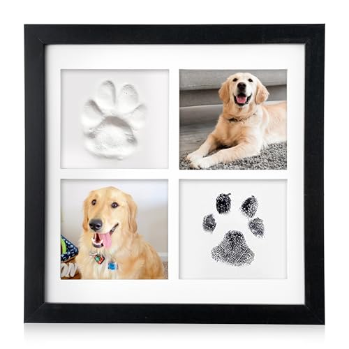 GoaePode Pets Paw Memorial Frame – 9-teiliges Pfotenabdruck-Fotorahmen-Set mit Tonabdruck-Set, tintenloses Stempelkissen für Hunde und Katzen, 4 Fächer, Foto-Display, Haustierbesitzer-Geschenk GoaePode Pets Paw Memorial Frame – 9-teiliges Pfotenabdruck-Fotorahmen-Set mit Tonabdruck-Set, tintenloses Stempelkissen für Hunde und Katzen, 4 Fächer, Foto-Display, Haustierbesitzer-Geschenk von GoaePode
