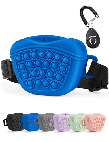 Gobeigo Silikon Hundeleckerli Beutel mit Hunde Trainingsclicker, Magnetischem Verschluss Tasche für Leckerlis, Welpentraining oder Hundespaziergänge, Hüftgürtel Fanny Pack(Blau) von Gobeigo