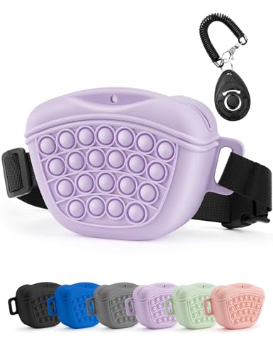 Gobeigo Silikon Hundeleckerli Beutel mit Hunde Trainingsclicker, Magnetischem Verschluss Tasche für Leckerlis, Welpentraining oder Hundespaziergänge, Hüftgürtel Fanny Pack (Veilchen) von Gobeigo