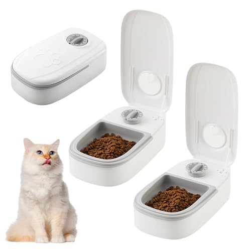 Gobesty Automatischer Katzenfutterspender mit Timer, Katzenfutterspender für Nass- und Trockenfutter, 350 ml Katzenfutterautomat mit 48H Timer, 2 Mahlzeiten-Futterspender für kleine Hunde, Gobesty Automatischer Katzenfutterspender mit Timer, Katzenfutterspender für Nass- und Trockenfutter, 350 ml Katzenfutterautomat mit 48H Timer, 2 Mahlzeiten-Futterspender für kleine Hunde, von Gobesty