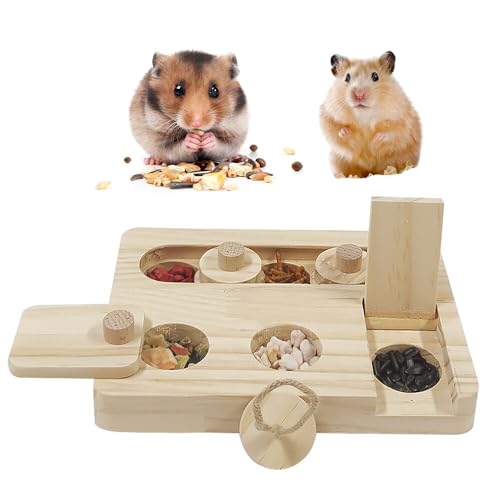Gobesty Meerschweinchen Spielzeug, Spielzeug für Hamster aus Holz, 6 In 1 Hamster Futtersuchspielzeug, Hamster Holzspielzeug Kleintierspielzeug für Hamster, Meerschweinchen, Chinchillas, Kaninchen von Gobesty