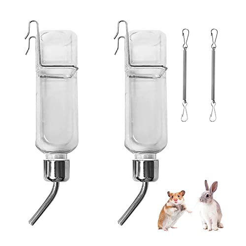 Gobesty Trinkflasche Kaninchen mit Halterung, 2 Stück Kaninchen Wasser Flaschen, 350ml Hasen Trinkflasche, Hängende Haustiere Wasserflaschen für Kaninchen Meerschweinchen Hamster Chinchillas von Gobesty