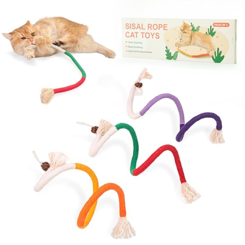 Gochanmon Katzenspielzeug aus Sisalseil, bissfest, Katzenspielzeug für gelangweilte Indoor-Katzen, sichere Zahnreinigung, Kauspielzeug, interaktives Katzenspielzeug für Indoor-Katzen, Gochanmon Katzenspielzeug aus Sisalseil, bissfest, Katzenspielzeug für gelangweilte Indoor-Katzen, sichere Zahnreinigung, Kauspielzeug, interaktives Katzenspielzeug für Indoor-Katzen, von Gochanmon