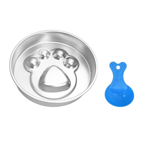 Antischlingnapf Hunde Edelstahl, 2-in-1 Anti Schling Napf Hund, Hundenapf Slow Feeder 22 cm, mit Löffel, Katzen Napf für kleine und mittelgroße Hunde und Katzen von Godneei
