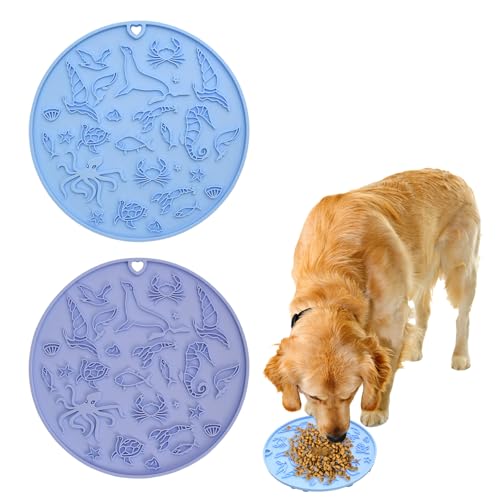 Godneei 2 Stück Leckmatte Hund, Schleckmatte mit Saugnäpfen für Hunde und Katzen, Slow Feeder Leckmatte von Godneei