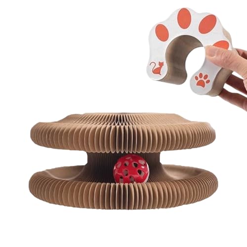 2 In 1 Magic Kratzbrett Katze Kratzspielzeug Für Katzen Mit Glöckchen, Zusammenklappbares Interaktives Katzenspielzeug, Cat Scratching Board, Katzenkratzbrett, Foldable Cat Accordion Toy von Godpqiui
