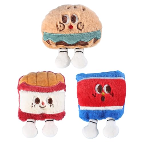 Godpqiui Catnip -Katzenspielzeug, Katzenspielzeug mit Katzenminze - 3X gefüllte Hamburger Plüschspielzeug,Weiches Puzzle mit Glocken, Innenkatze -Unterhaltungs -Kit, Haustierkauen -Ball von Godpqiui