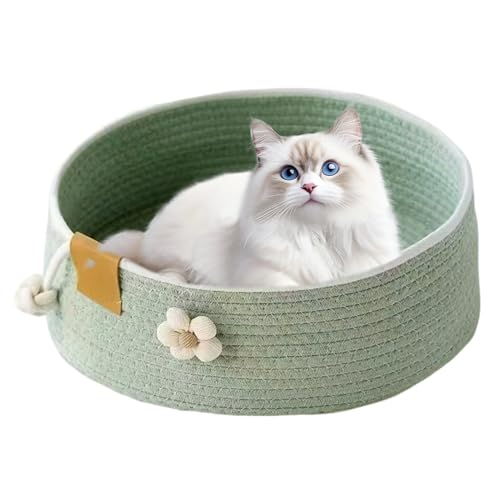 Godpqiui Katzenkorb - Rundes Indoor Haustierbett für Kleine Katzen,Kratzmöbel Für Kleine Bis Große Rassen Zum Ruhen Spielen Schlafen Innenbereich Fensterbank Auto Sommer von Godpqiui
