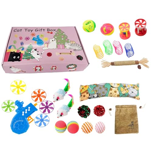 Godpqiui Katzenspielzeug Set | Spielzeugpaket Für Kätzchen,Unterhaltungsspiel Zur Zahnpflege Stressreduktion Kratzbedürfnis Bewegung Drinnen von Godpqiui