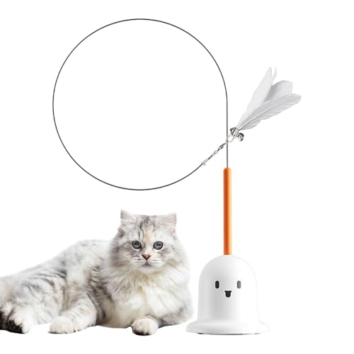 Godpqiui Katzenstab, Katzenteaser, Saugnapfbecher Interaktives Spielzeug für Innenkätzchen, Tragbare Katzenfeder interaktive Teaser -mit Bell für Kätzchen -Training von Godpqiui