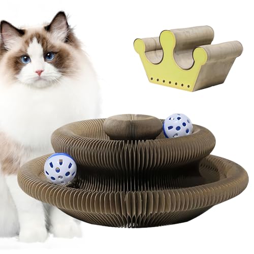 Godpqiui Kratzbrett Für Katzen | Magnetisches Kratzbrett Aus Pappe,Wellpappe Mit Ball Zum Klettern Ruhen Wohnbereich Boden Ecke Drinnen Draußen von Godpqiui